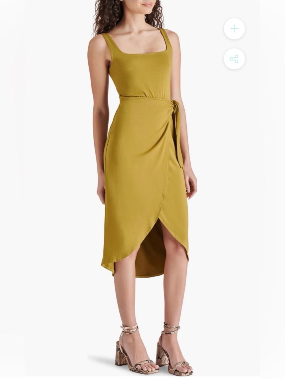 LIKE NEW BB Dakota By Steve Madden Rhea Half Wrap Midi Dress in Green Moss